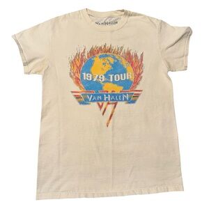 Vintage Style Cream Van Halen 1979 Tour Graphic T-Shirt